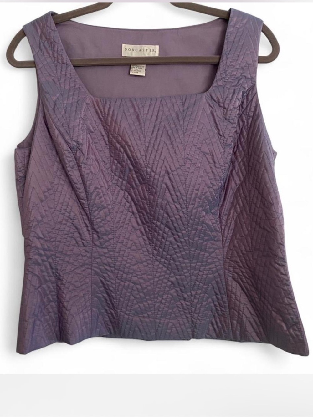 NWT Y2K DONCASTER PURPLE IRIDESCENT SLEEVELESS 100% SILK CORSET STYLE TOP 14